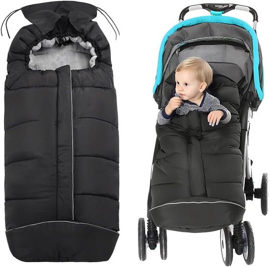 Kinderwagen Voetenzak - Winterdeken Kinderwagen - Baby Warm Houden - Waterdicht Winddicht - 97 x 44 cm - Zwart
