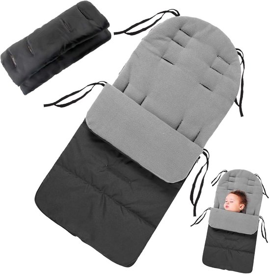 Kinderwagen Voetenzak - Winterslaapzak Wandelwagen - Baby Warm Houden - Polarfleece Binnenkant - 83 x 40 cm - Grijs