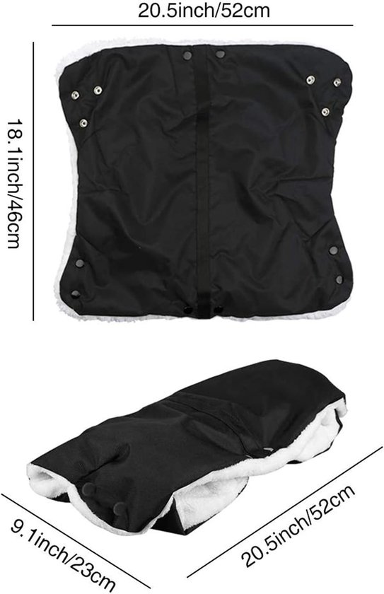 Kinderwagen Wanten - Handwarmer Baby - Winter Wandelingen - Waterdicht Oxford Buitenlaag - 32 x 23 x 1.5 cm - Zwart