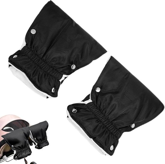 Kinderwagen Wanten - Warme Handen - Buiten Wandelen - Waterdicht Winddicht - 22x22x1cm - Zwart