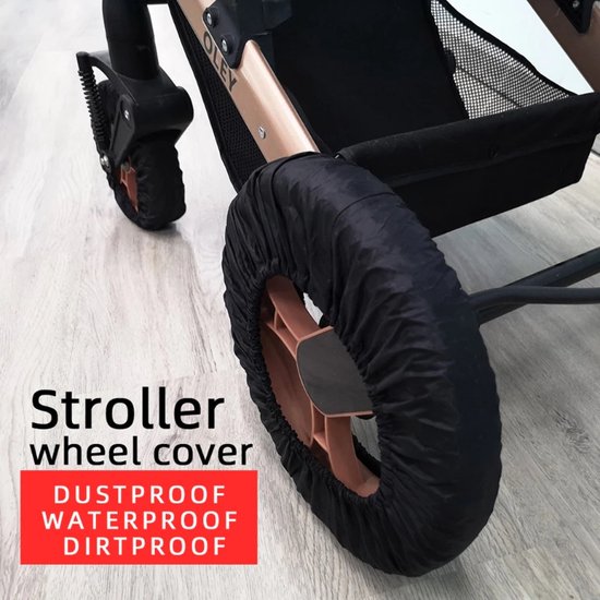 Kinderwagen Wiel Beschermhoes - Rolstoel Wiel Beschermer - 4 stuks - Diameter 20 cm -Beschermhoes - Kinderwagen - Wiel Beschermer - Stofdicht - Water Afstotend - Kinderwagen Accessoire - Zwart - Hoes - Anti-Vuil van Kinder