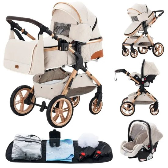 Kinderwagen - Wit - Buggy - Kinderwagen 3 In 1 - Kinderwagens & Buggy's - Kinderwagens - Baby - Buggy's - Plooibuggy - Buggy Inklapbaar - Kinderwagens - Kind - Kinderen - Baby - Baby's