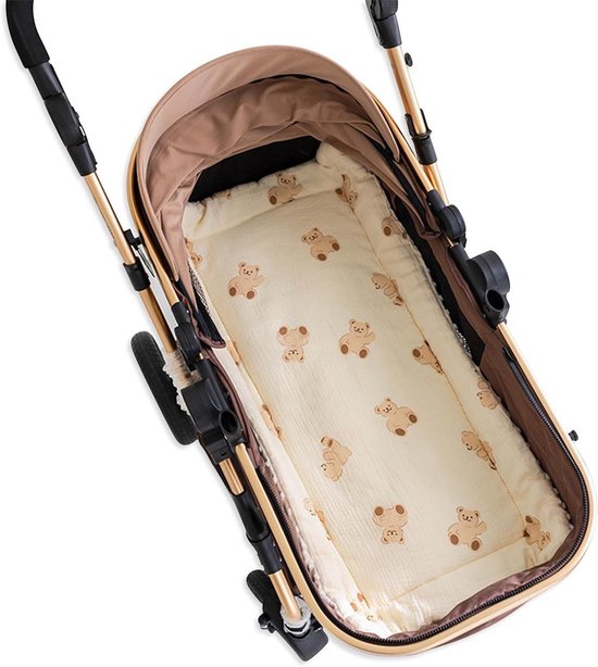 Kinderwagen Zitkussen - Voering Stoel - Comfort Baby - Dubbelzijdig Gebruik - 40 x 80 cm - Beer