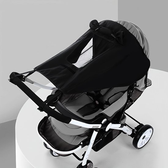 Kinderwagen Zonnescherm - UV-bescherming & Ademend Schaduwdoek voor Wagens - Zwart