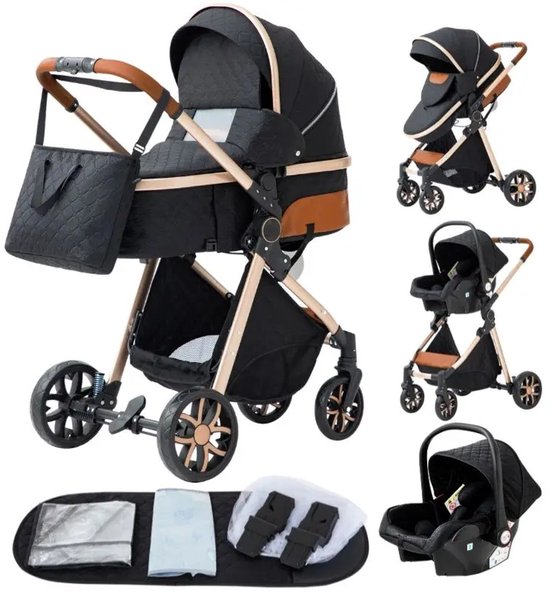 Kinderwagen - Zwart - Buggy - Kinderwagen 3 In 1 - Kinderwagens & Buggy's - Kinderwagens - Baby - Buggy's - Plooibuggy - Buggy Inklapbaar - Kinderwagens - Kind - Kinderen - Baby - Baby's