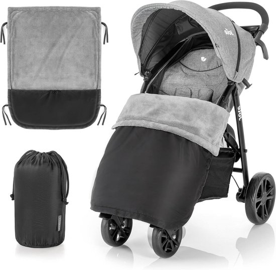Kinderwagendeken - Voetenzak alternatief - Buitencomfort kind - Waterafstotend 4 seizoenen - 65 x 30 x 80 cm - Zwart Grijs