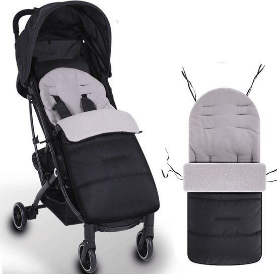 Kinderwagenhoes - Voetenzakken - Drie instelbare instellingen - Extra zacht - 85*40 cm - Verstelbare gesp - Kan de voeten blootleggen - Oprolbare kinderwagenhoes - Zwart van Monzana