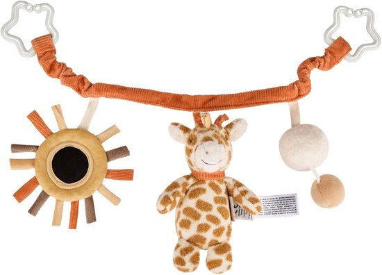 Kinderwagenketting met giraffeknuffel van zachte stof