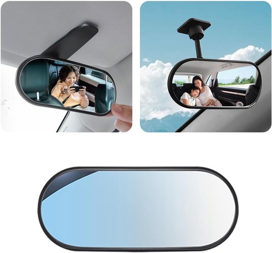 Kinderwagenspiegel - 360° verstelbare achteruitkijkspiegel - Biedt een breed zicht op de achterbank - Opklikbare/plakbare bolle spiegel - Babyspiegel voor in de auto - Spiegel voor zichtondersteuning van A3 Baby & Kids