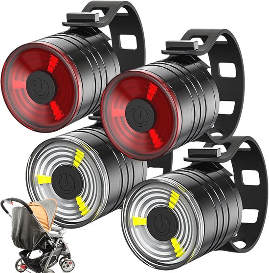 Kinderwagenverlichting op Batterijen - LED Veiligheidsverlichting met 3 Lichteffecten en Waterdichte Reflectoren - Accessoires voor Kinderwagens (4 Stuks) van Merkloos