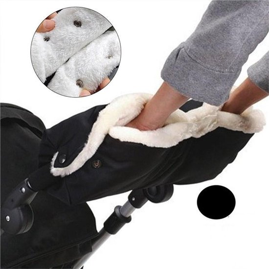 Kinderwagenwanten - Warme wanten - Vorst- en winddichte kinderwagenwanten - Wanten met pluche voering - Winteraccessoires voor kinderwagens - Geschikt voor kinderwagens - Zwart van Merkloos