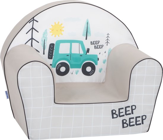 Kinderzetel Blauwe Jeep - Kinderfauteuil - Kinderbank - Kindersofa - Kinder fauteuil - Kinderzeteljes peuters - Kinder zetel - Kinderstoel - kinderfauteuils - Speelgoed 1 jaar - Gomoor van Merkloos