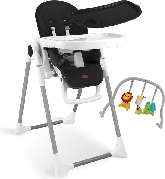 Kinderzetel - Eetstoel Baby 6 Maanden en Ouder - Kinder Eetstoel - Kinderstoel - Inklapbare Eetstoel - Zwart met Wit van Kinder