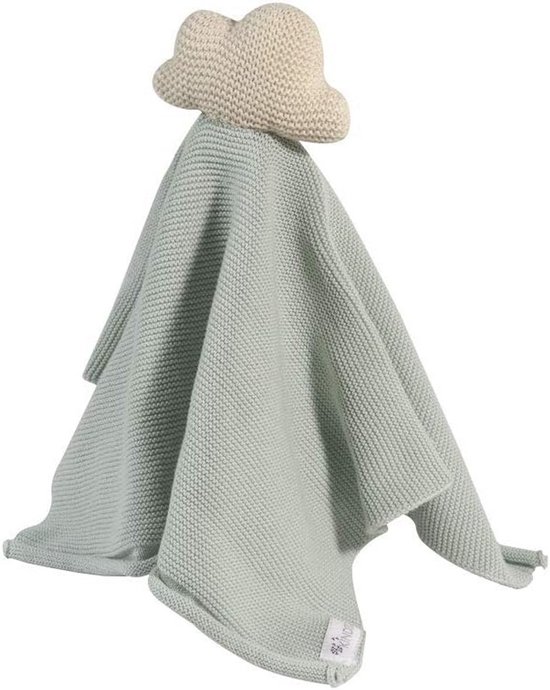 Kindsgut Cuddly cloth with rattle made from 100% Oeko-Tex certified cotton, subtle colours and simple design, ideal for on the go or cuddle, cloud
