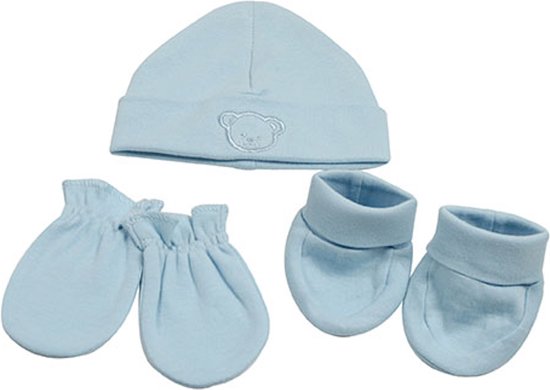 King Bear - Mutsje + krabwantjes + sokjes - Newborn set - Blauw van King