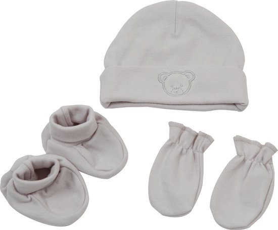 King Bear - Mutsje + krabwantjes + sokjes - Newborn set - Grijs van King