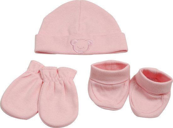 King Bear - Mutsje + krabwantjes + sokjes - Newborn set - Roze van King