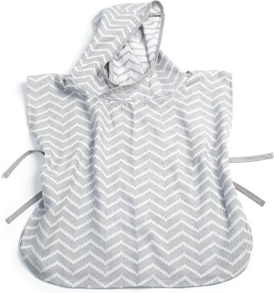 KipKep Blenker Poncho badcape | hydrofiel katoen | maat S (1 - 3 jaar) | Silver Grey | badcape grijs van KipKep