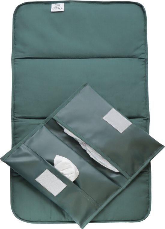 KipKep Napper Combi Verschonings-set - Calming Green - verschoonmatje en luier etuitje - Groen - gerecyclede materialen - Wasbaar van KipKep