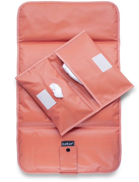 KipKep Napper Combi Verschonings-set - Sienna - verschoonmatje en luier-etuitje - rPET - wasbaar - gecoat - roze rood van KipKep