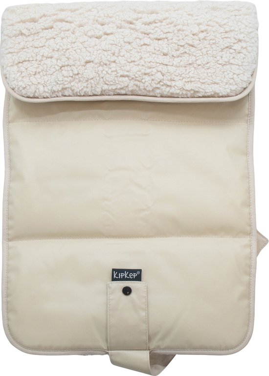 KipKep Napper Verschoningsmatje met teddy - Cookie - verschoonmatje - rPET - wasbaar - waterafstotende zijde - zandkleur beige van KipKep