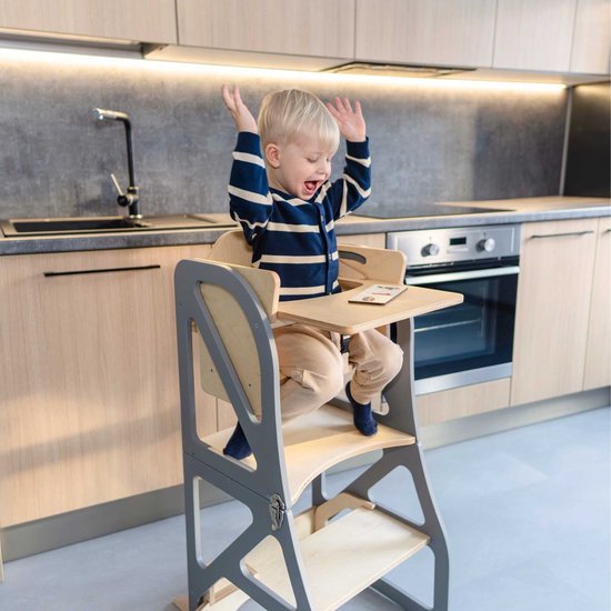 Kitchen Tower kinderstoel - combo set - Grijs van Merkloos