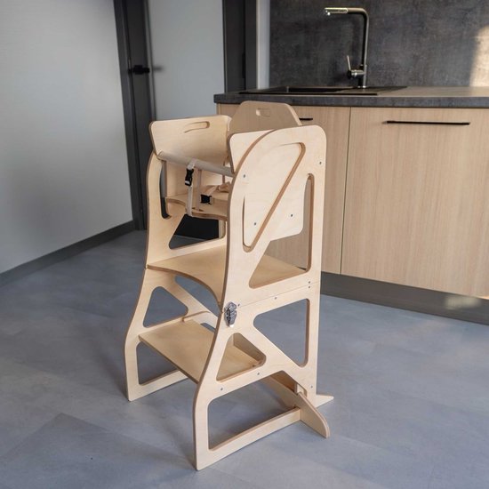 Kitchen Tower kinderstoel - combo set - naturel van Merkloos