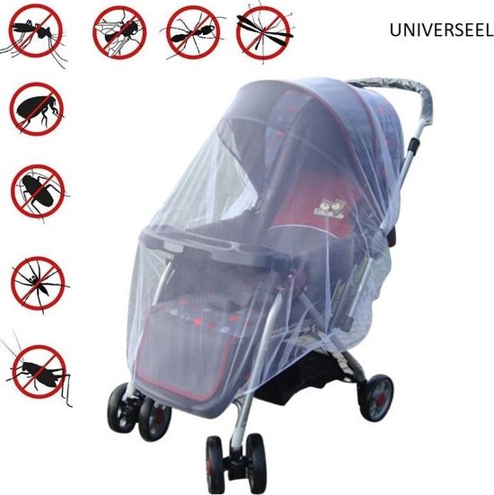 Klamboe Kinderwagen Universeel - Muggennet Kinderwagen - Muggengaas - Insectengaas - Anti Insect Baby - Bugaboo - Maxi Cosi - Wit van Deryan