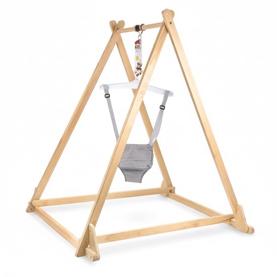 Klarven® Baby Springtuig Hout - Bijtelspeeltje - Kinderspringtuig - Baby Bouncer - Ontwikkelingsspeelgoed - Verstelbare Zithoogte, Educatief Speelgoed