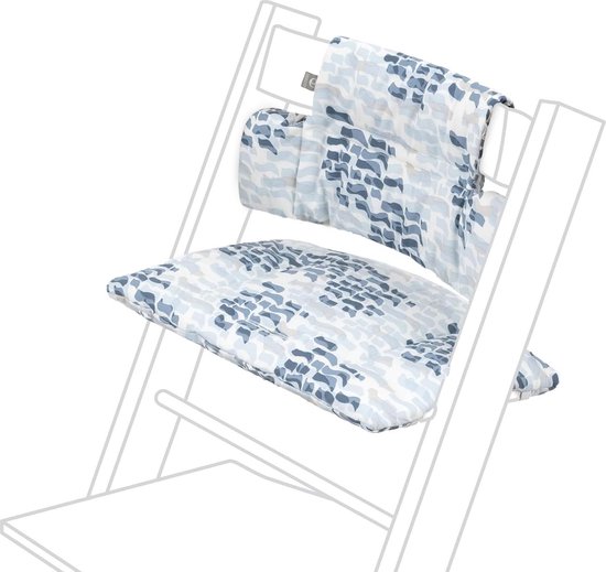 Klassiek kussen Waves Blue voor Tripp Trapp stoel - Ondersteuning en comfort - Machinewasbaar - Past op alle stoelen van Stokke