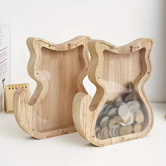 Klein, decoratief houten spaarpotje in de vorm van een letter, geschikt voor het bewaren van spaargeld voor onverwachte uitgaven, muntjes, enz. van Merkloos