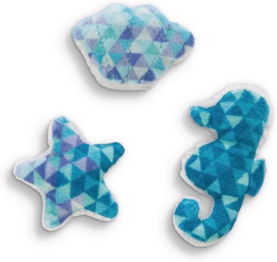 Kleine Knuffelset Zeedieren Inclusief Zeepaardje, Zeester en Schelp - Pluche Speelgoed
