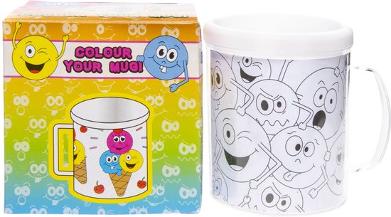 Kleur je Eigen Beker Smiley - Speelgoed - Knutselen voor Kinderen - Kleurplaten - Drinkbeker - DIY van Totum