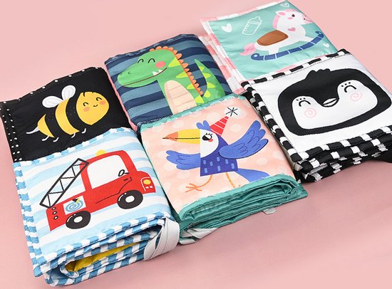 Kleurrijk babyspeelgoed met dierenmotieven, contrastrijke babyboekjes, geschikt voor pasgeborenen van 0-3 maanden en 3-6 maanden, speelgoed voor baby's die op hun buik liggen, sensorisch speelgoed voor vroege educatie。