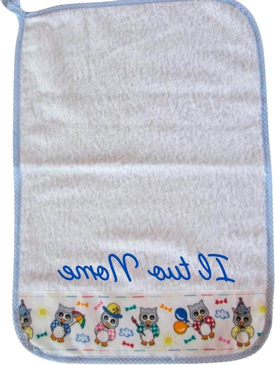 Kleuter handdoek - Badstof katoen - Naar school - Personaliseerbaar met naam - 35 x 52 cm - Hemelsblauw