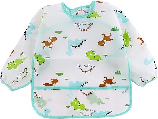 Kliederschort met Dinosaurussen - Slabber lange mouwen - Schort / Slabbetje van Puckdaddy.