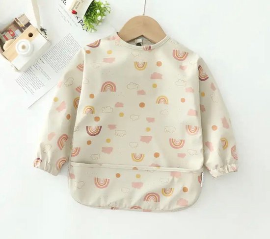 kliederschort - Slabbetje met mouwen Lente - zomer slab - regenboog - Baby peuter slabber - wasbaar - herbruikbare slabber - eten zonder te smeren - slabbetje voor meisjes - slabber voor kleine kinderen van Little Dutch