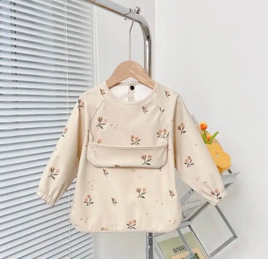 kliederschort - slabbetje met mouwen - zomer slab - bloemen - Baby peuter slabber - wasbaar - herbruikbare slabber - eten zonder te smeren - slabbetje met bloemetjes - slabber voor kleine kinderen van Goula