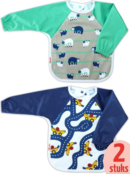 KliederZ slab met mouwen set 2 stuks | Luiaard & Bananas mouwslab peuter | Jongens 18 - 36 mnd LB14 van KliederZ