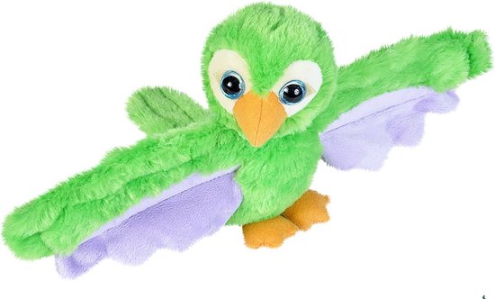 Klikarmband knuffeldier groene papegaai 20 cm - Pluche Dier voor Baby's