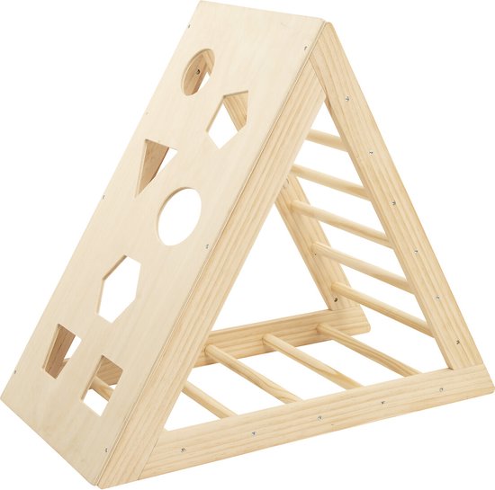 Klimdriehoek Triangel – klimspel – Klimdriehoek peuters – Houten kinderspeelgoed – Montessori – Klimrek kinderen– Ondersteund de zelfontwikkeling – L78xB43.5xH90 cm van Relaxdays