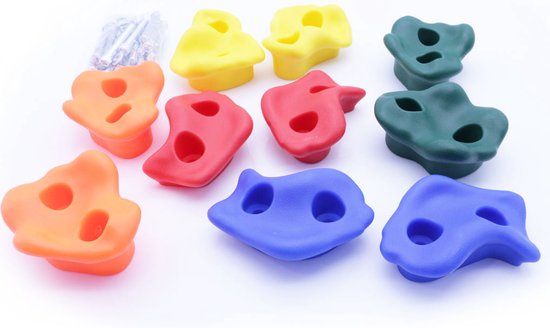 Klimstenen Set - 10 stuks - Grote Klimstenen - Klimsteen set voor klimwand - Multicolor - Indoor en outdoor van Love for Movement