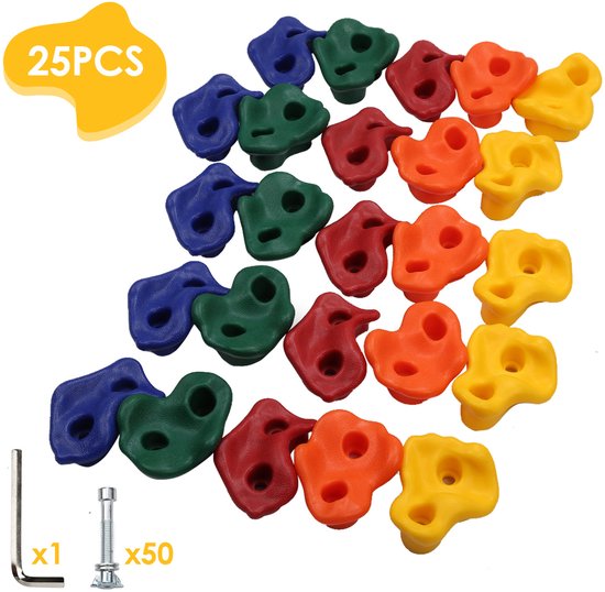 Klimstenen Set 25 Stuks voor Kinderen - Multicolor Klimgrepen voor Klimmuur - Binnen en Buiten Gebruik