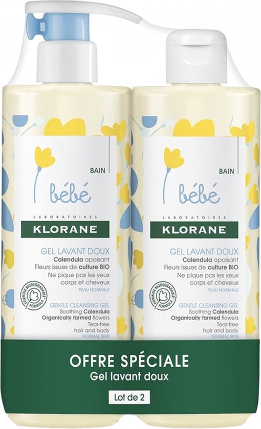 Klorane Bébé Gentle Cleansing Gel Set van 2 x 500 ml van Klorane