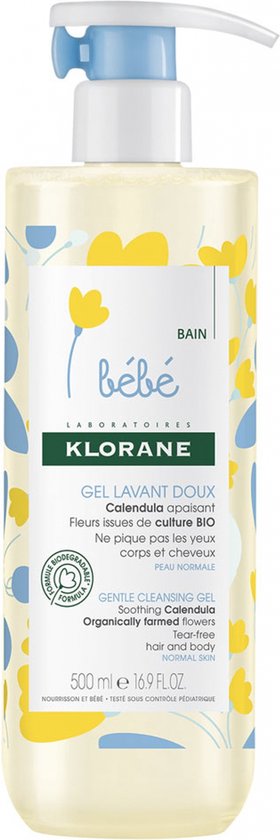 Klorane - Gentle Cleansing Gel Bébé - 500ml - Pompfles van Klorane