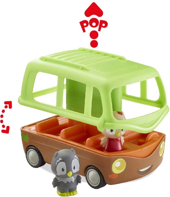 Klorofil De Avonturen Bus Speelset - Interactief kinderspeelgoed - Met figuur uit de "Nocty" familie van uilen - Speelgoed van 1.5 jaar - 2-Delig - Kunststof van Klorofil