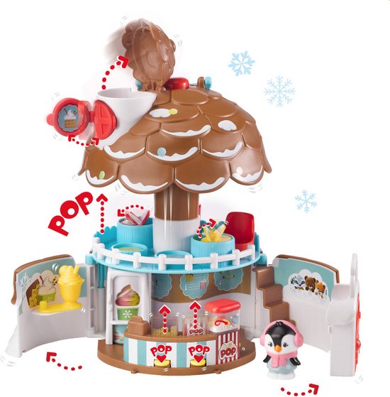 Klorofil de Dennenappel Speelset - Snoepwinkel - Poppenhuis - Interactief Kinderspeelgoed - Met figuur uit de familie van Pinguïns - Vanaf 1.5 jaar - 5-Delig - Kunststof van Klorofil