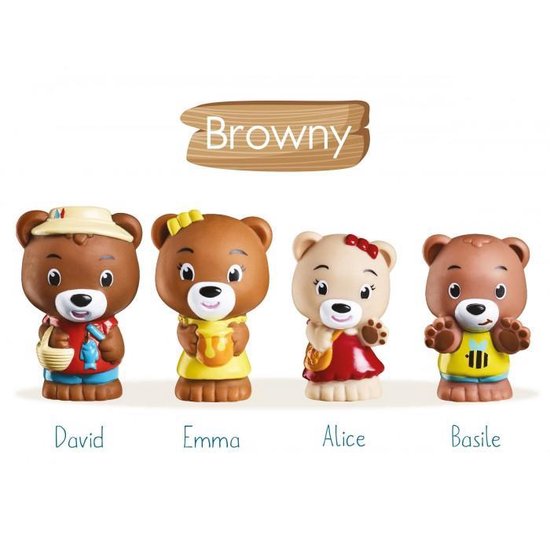Klorofil De Familie "Browny" Speelset - Speelfiguren set - Poppetjes familie - Kinder Speelgoed - David, Emma, Basile en Alice - Vanaf 1.5 jaar - 4-Delig - Kunststof van Klorofil