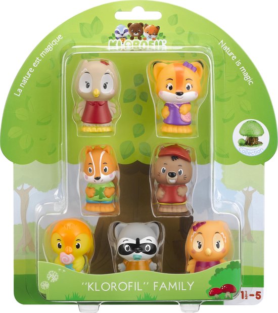 Klorofil De Familie "Klorofil" Speelset - Speelfiguren set - Poppetjes familie - Kinder Speelgoed - Anne, Rose, Ben Theo, Eva, Charles en Robin - Vanaf 1.5 jaar - 7-Delig - Kunststof van Klorofil