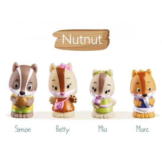 Klorofil De Familie "Nutnut" Speelset - Speelfiguren set - Poppetjes familie - Kinder Speelgoed - Simon, Betty, Marc en Mia - Vanaf 1.5 jaar - 4-Delig - Kunststof van Klorofil